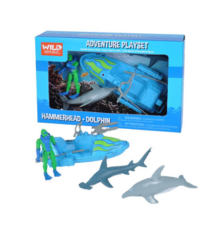 Wild Republic -  Junior Adventure Playset - Shark and Dolphin  Games and Action Toys