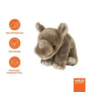 Wild Republic Cuddlekins Mini Rhino Baby Stuffed Animal - 8" Stuffed Animals