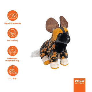 Wild Republic Cuddlekins African Wild Dog Stuffed Animal - 12" Stuffed Animals