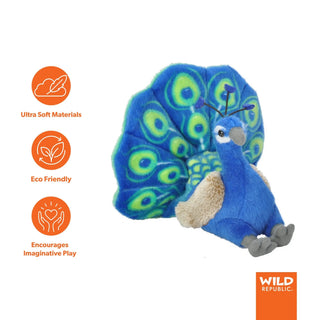 Wild Republic Cuddlekins Mini Peacock Stuffed Animal - 8" Stuffed Animals
