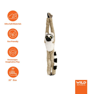 Wild Republic Hanging Monkeys Ring Tailed Lemur Stuffed Animal - 20" Stuffed Animals