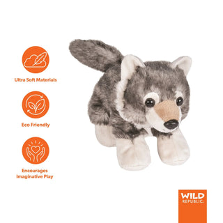 Wild Republic Hug'ems Wolf Stuffed Animal - 7" Stuffed Animals
