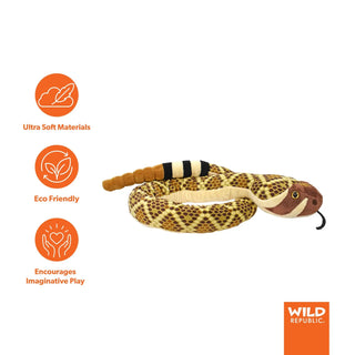 Wild Republic Snakesss Western Diamondback Rattlesnake Stuffed Animal - 54" Stuffed Animals