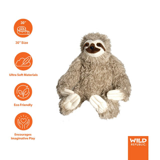Wild Republic Cuddlekins Jumbo Sloth Stuffed Animal - 30" Stuffed Animals
