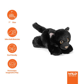Wild Republic Hug'ems Black Cat Stuffed Animal - 7" Stuffed Animals
