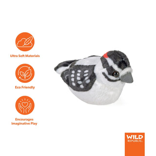 Wild Republic Audubon Birds Downy Woodpecker Stuffed Animal - 5.5" Stuffed Animals