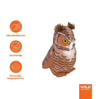 Wild Republic Audubon Birds Great Horned Owl Stuffed Animal - 5.5" Stuffed Animals