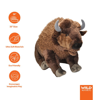 Wild Republic Cuddlekins Jumbo Bison Stuffed Animal - 30" Stuffed Animals