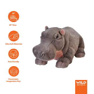 Wild Republic Cuddlekins Jumbo Hippo Stuffed Animal - 30" Stuffed Animals