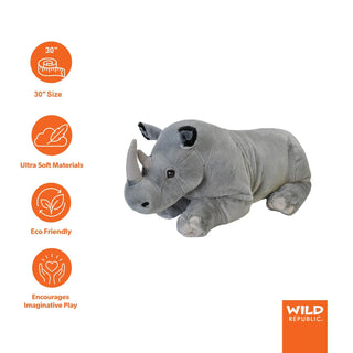 Wild Republic Cuddlekins Jumbo Rhino Stuffed Animal - 30" Stuffed Animals