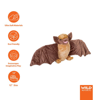 Wild Republic Cuddlekins Brown Bat Stuffed Animal - 12" Stuffed Animals