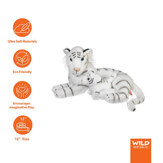 Wild Republic Mom & Baby White Tiger Stuffed Animal - 12" Stuffed Animals