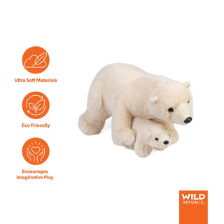 Wild Republic Mom & Baby Polar Bear Stuffed Animal - 12" Stuffed Animals