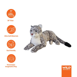 Wild Republic Cuddlekins Jumbo Snow Leopard Stuffed Animal - 30" Stuffed Animals