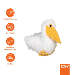 Wild Republic Cuddlekins White Pelican Stuffed Animal - 12" Stuffed Animals