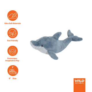Wild Republic Cuddlekins Mini Dolphin Stuffed Animal - 8" Stuffed Animals