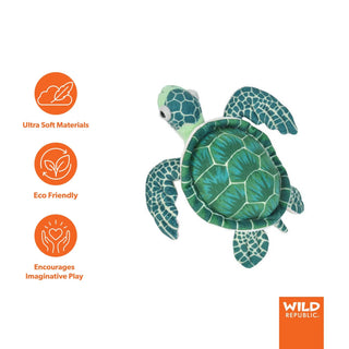 Wild Republic Cuddlekins Mini Green Sea Turtle Stuffed Animal - 8" Stuffed Animals
