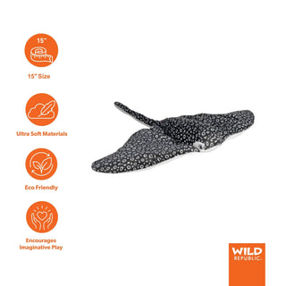 Wild Republic Cuddlekins Eagle Ray Stuffed Animal - 12" Stuffed Animals