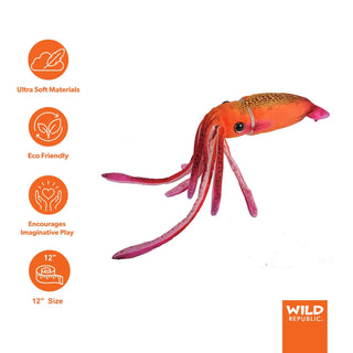 Wild Republic Orange Squid Stuffed Animal - 12" Stuffed Animals