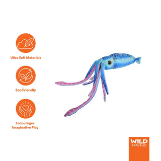 Wild Republic Blue Squid Stuffed Animal - 12" Stuffed Animals