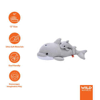 Wild Republic Mom & Baby Dolphin Stuffed Animal - 12" Stuffed Animals