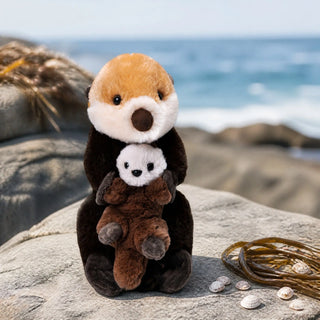 Wild Republic Mom & Baby Sea Otter Stuffed Animal - 12" Stuffed Animals