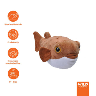 Wild Republic Cuddlekins Mini Pufferfish Stuffed Animal - 8" Stuffed Animals