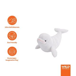 Wild Republic Ecokins Mini Beluga Whale Stuffed Animal - 8" Stuffed Animals