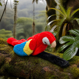 Wild Republic Perching Parrot Scarlet Macaw Stuffed Animal - 7" Stuffed Animals