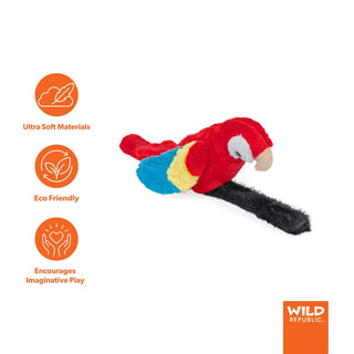 Wild Republic Perching Parrot Scarlet Macaw Stuffed Animal - 7" Stuffed Animals