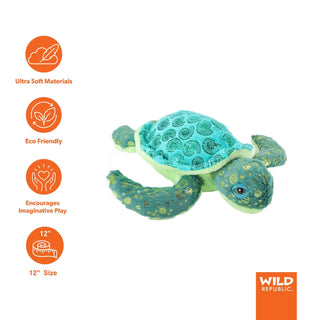 Wild Republic Foilkins Sea Turtle Stuffed Animal - 12" Stuffed Animals