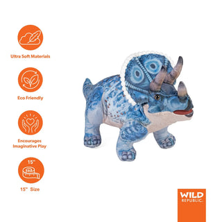 Wild Republic Artist Collection Dino Triceratops Stuffed Animal - 15" Stuffed Animals