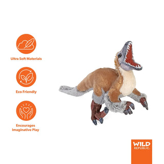 Wild Republic Artist Collection Dino Velociraptor Stuffed Animal - 15" Stuffed Animals