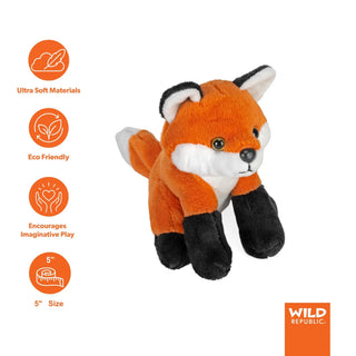 Wild Republic Pocketkins Eco Red Fox Stuffed Animal - 5" Stuffed Animals