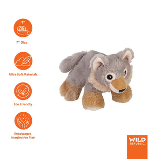 Wild Republic Ecofuzzies Wolf Stuffed Animal - 7" Stuffed Animals