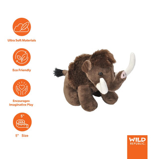 Wild Republic Pocketkins Eco Woolly Mammoth Stuffed Animal - 5" Stuffed Animals