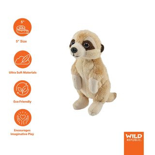 Wild Republic Pocketkins Eco Meerkat Stuffed Animal - 5" Stuffed Animals