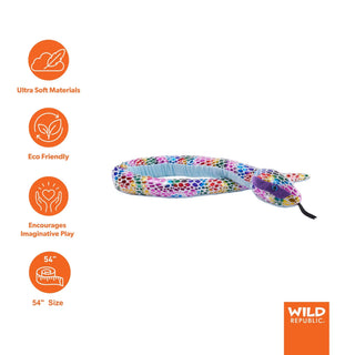 Wild Republic Foilkins Snake Dotted Rainbow Snake Stuffed Animal - 54" Stuffed Animals