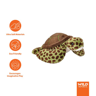 Wild Republic Pocketkins Eco Green Sea Turtle Stuffed Animal - 5" Stuffed Animals