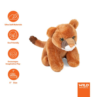 Wild Republic Pocketkins Eco Mountain Lion Stuffed Animal - 5" Stuffed Animals