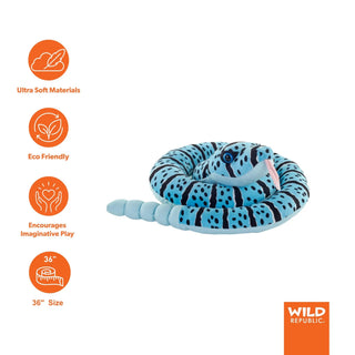 Wild Republic Green Coiled Snakes Blue Rock Rattlesnake Stuffed Animal - 36" Stuffed Animals