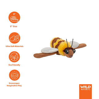 Wild Republic Huggers Bee Stuffed Animal - 8" Stuffed Animals
