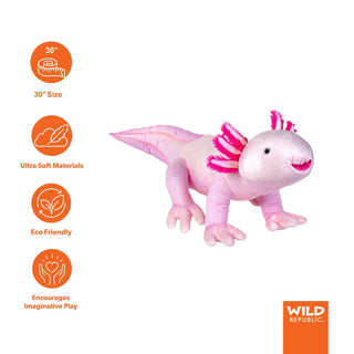 Wild Republic Cuddlekins Eco Jumbo Axolotl Stuffed Animal - 30" Stuffed Animals
