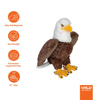 Wild Republic Cuddlekins Eco Bald Eagle Stuffed Animal - 12" Stuffed Animals