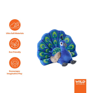 Wild Republic Cuddlekins Eco Peacock Stuffed Animal - 8" Stuffed Animals