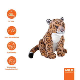 Wild Republic Artist Collection Jaguar Stuffed Animal - 15" Stuffed Animals