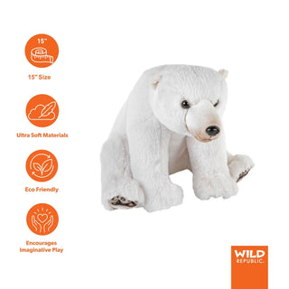 Wild Republic Artist Collection Polar Bear Stuffed Animal - 15" Stuffed Animals