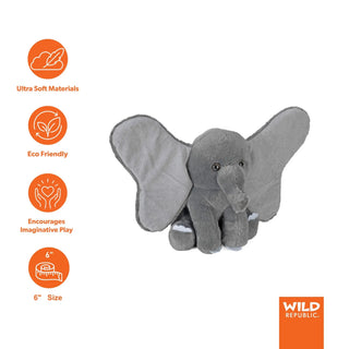 Wild Republic Earkins Elephant Stuffed Animal - 6" Stuffed Animals