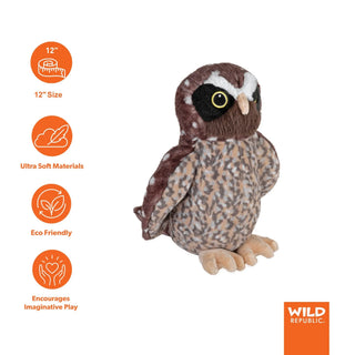 Wild Republic Cuddlekins Eco Morepork Stuffed Animal - 12" Stuffed Animals