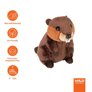 Wild Republic Pocketkins Eco Beaver Stuffed Animal - 5" Stuffed Animals